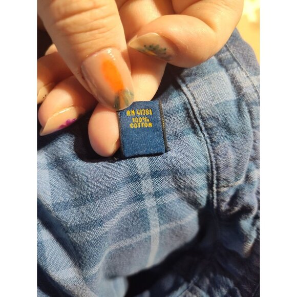 R.L.‎ Polo Men's Western Snap Short Sleeve Shirt XL Blue Plaid - Picture 5 of 5